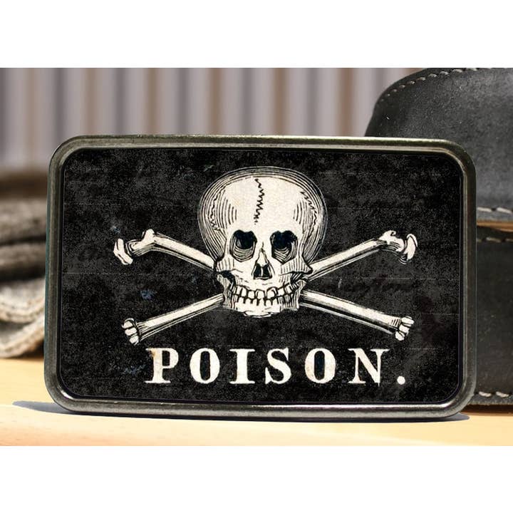 Bungalow Blue Trading Co - Wholesale Belt Buckle - Unisex - Poison Skull Belt Buckle