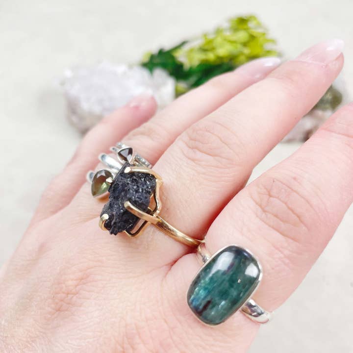 Ewelina Pas Jewelry - Wholesale Single Stone/Solitaire Ring - Raw Black Tourmaline Simple Ring6