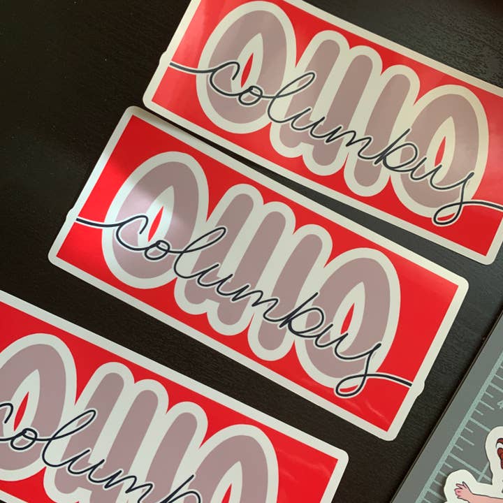 Autocollant rectangle Columbus Ohio pour la vente par Soft Peach