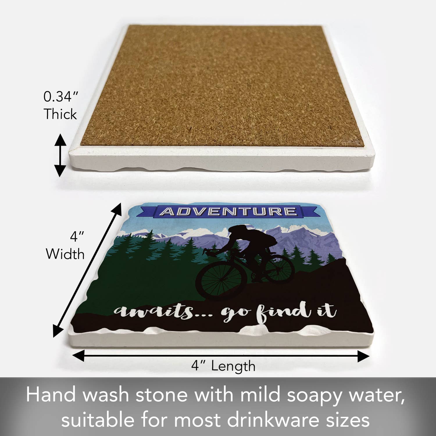 Conimar Promotions - Wholesale Coasters - "Adventure Awaits" Single Tumbled Tile Coaster  6