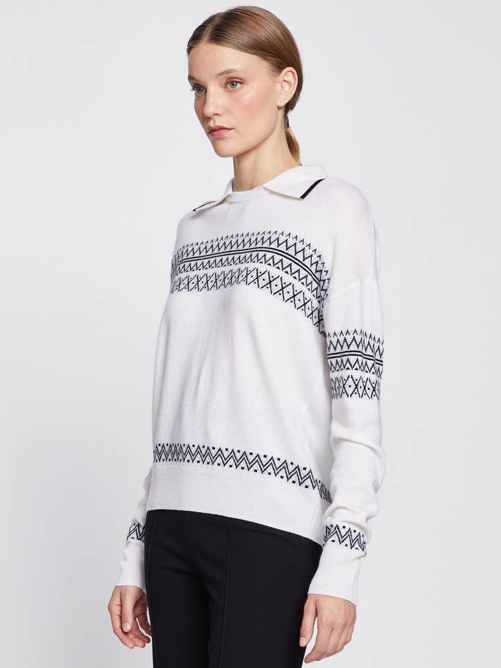 Stateside - Wholesale Knit Sweater - Women's - Faire Isle Collar Sweater in Cream1