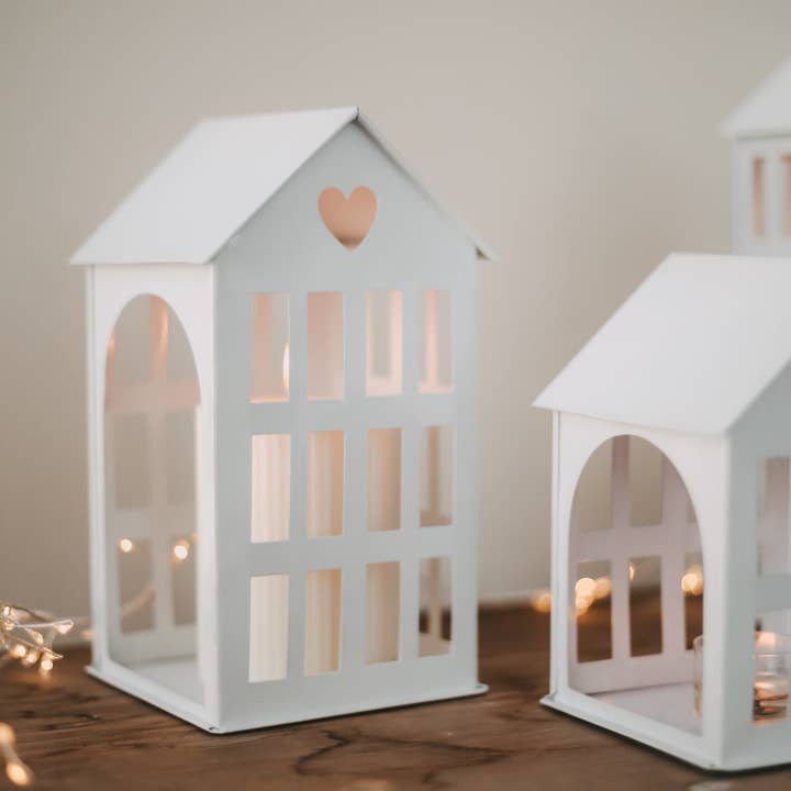 Eulenschnitt - Wholesale Decorative Figurine - Metal house medium white (PU = 4 pcs)5