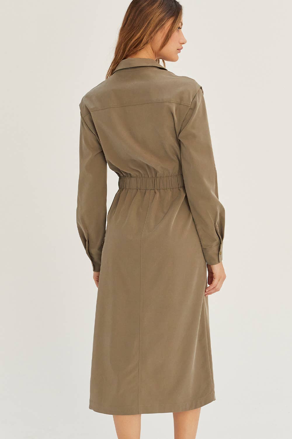 OLIVE CD8031 - Kayla Button Up Utility Midi dress for wholesale on Faire2