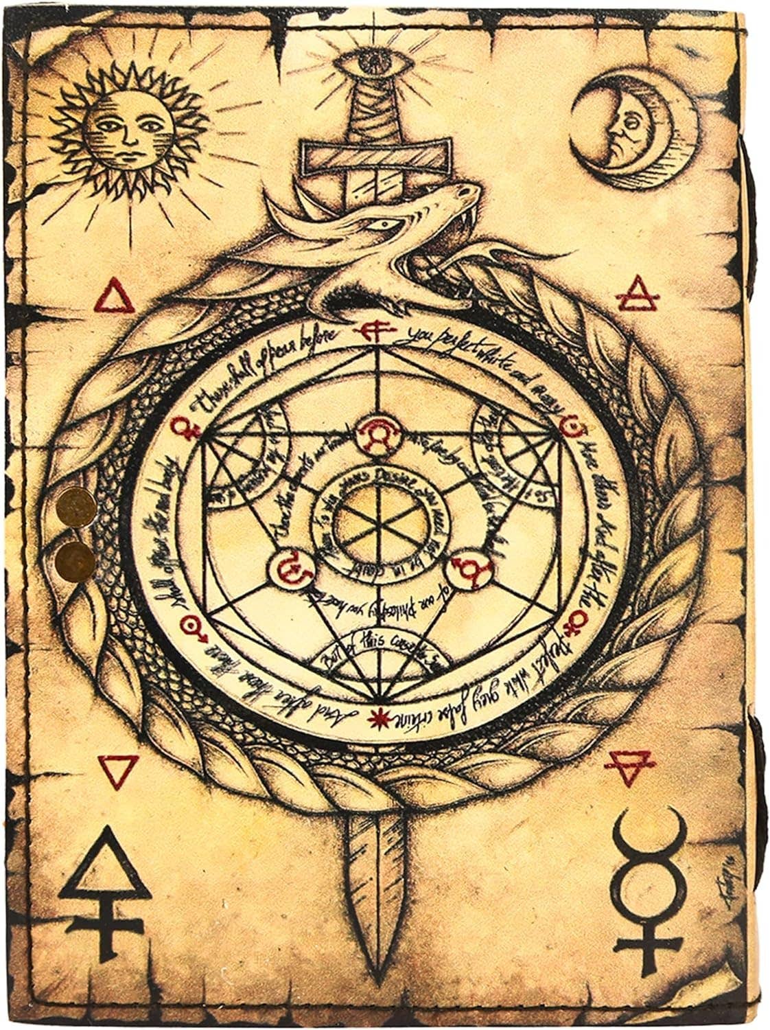 Tuzech Leather – wholesale Journal och dagbok – TUZECH läderklätt anteckningsbok med grimoirestil och ojämna kanter för män och kvinnor44