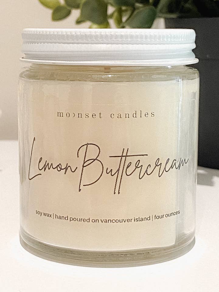 Lemon Buttercream Mini- 4oz Soy Candle for wholesale by Moonset Candles