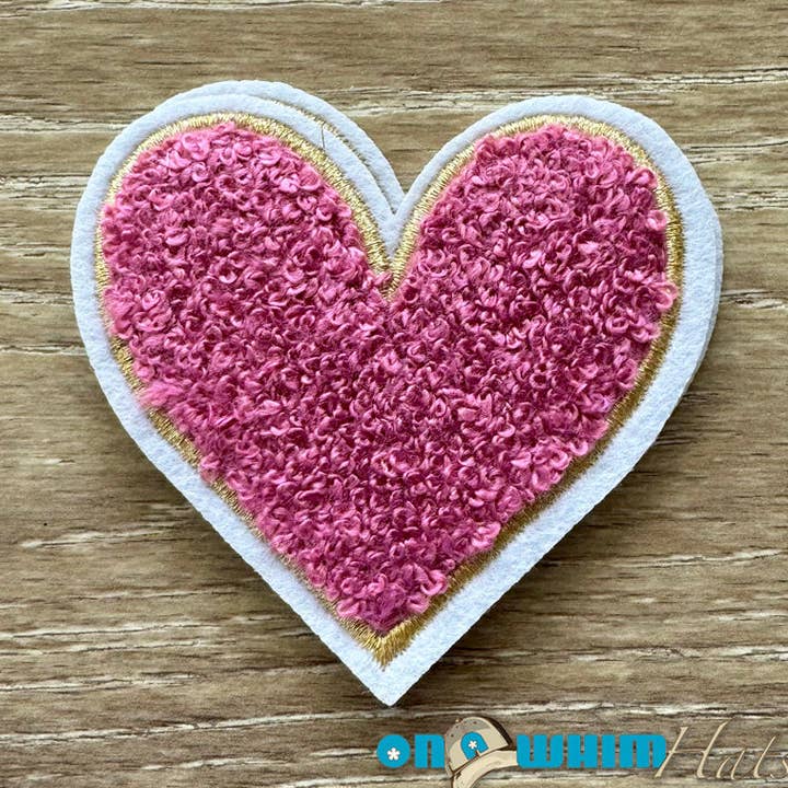 Chenille Heart Iron-On Patch for wholesale by On a Whim Hats