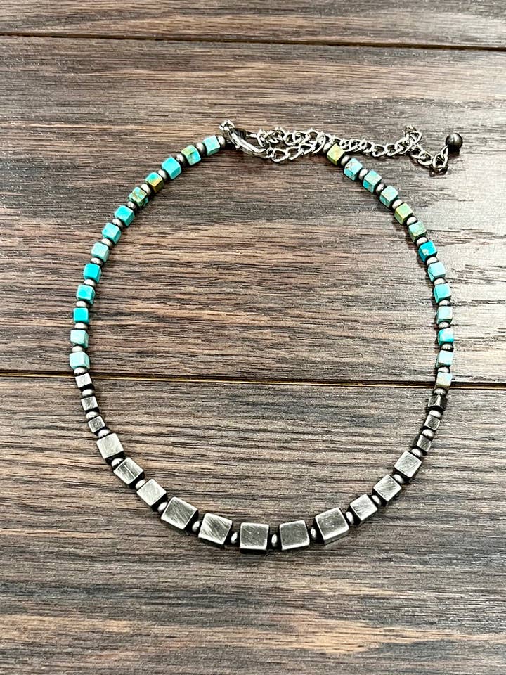 739313, Handmade 15" Square Navajo Gemstone Necklace for wholesale by ISAC Trading Inc