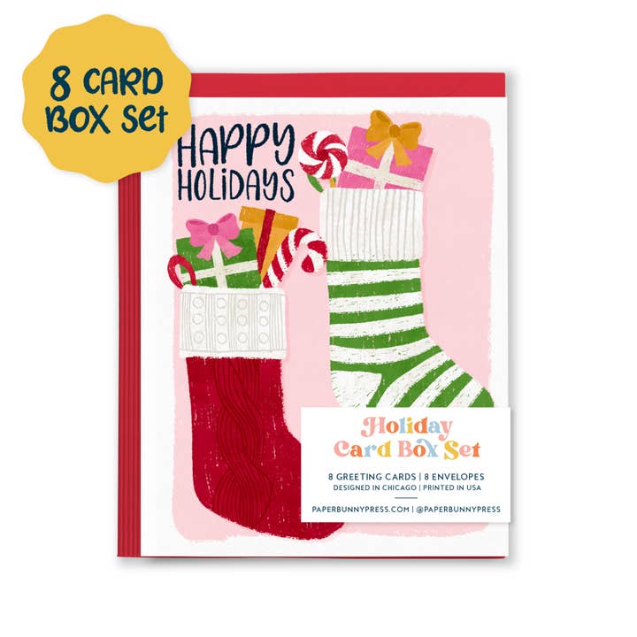 Coffret de Noël Bas de Noël - Ensemble de 8 Cartes pour la vente par Paper Bunny Press