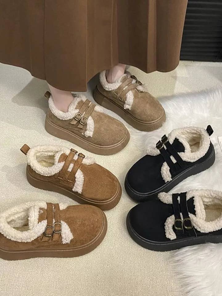 Dobbeltspændte vinterstøvler med pelsforing til anklerne for engroshandel hos ClassiQ