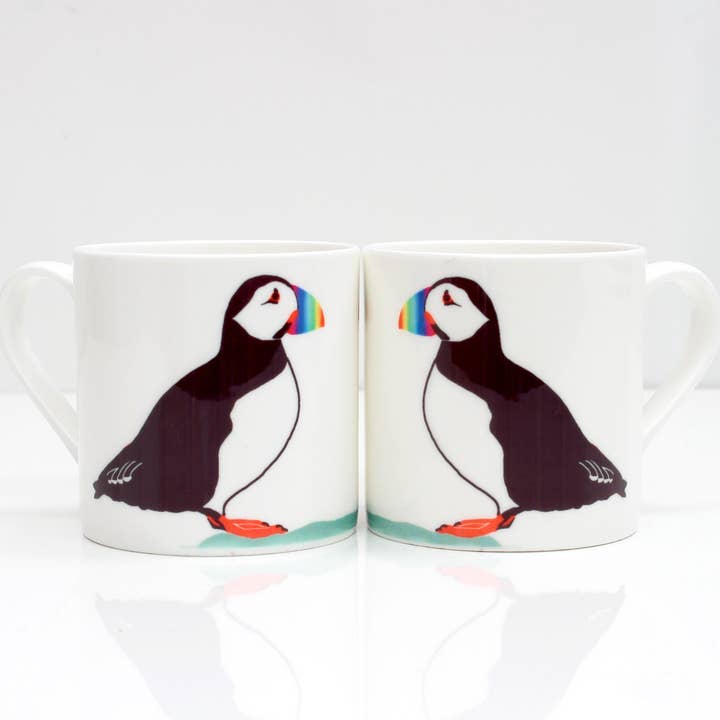 Puffins in Love Bone China-mugg för wholesale av Rolfe and Wills