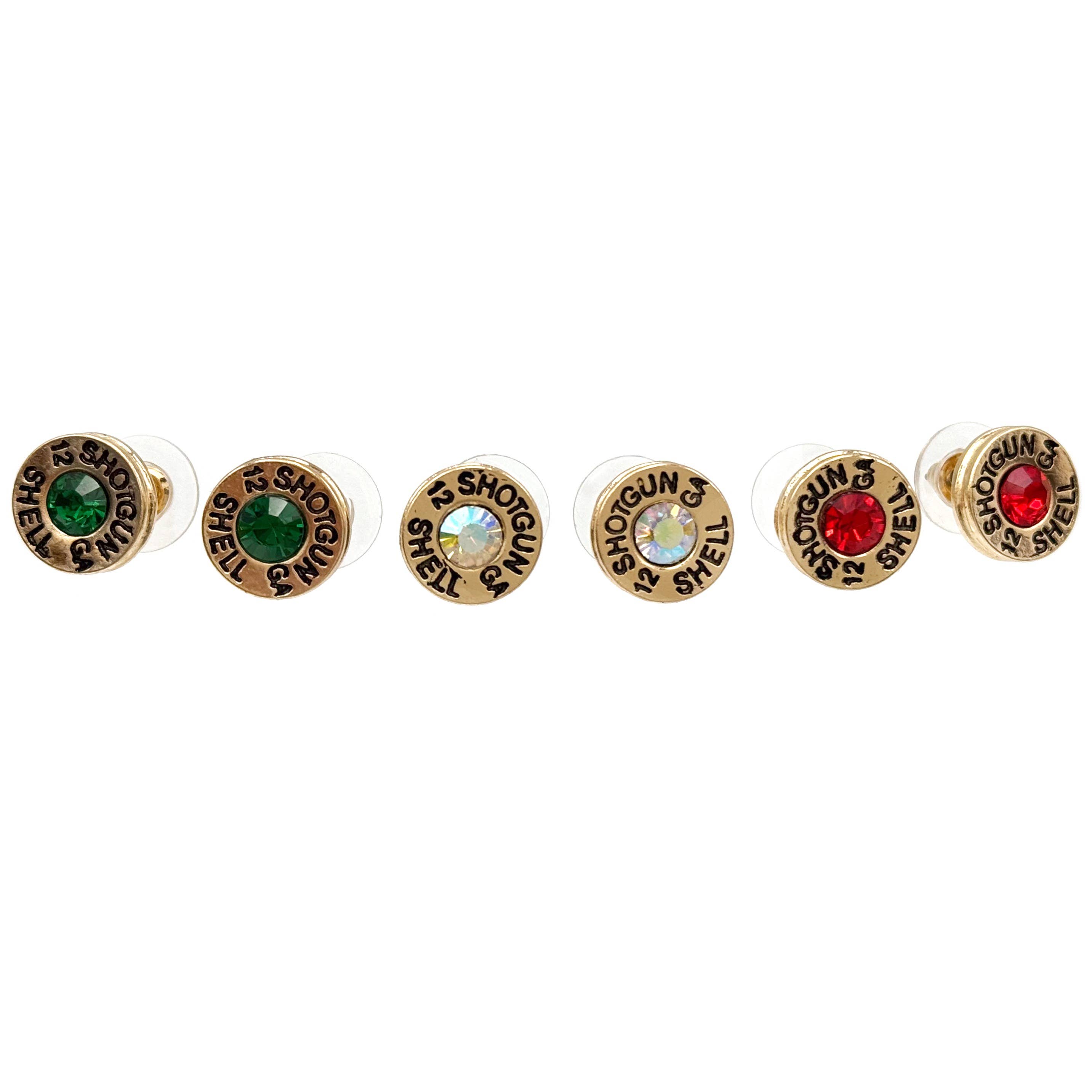 Lunar Deer - Wholesale Stud/Post Earrings - Bullet Shell Rhinestone Western Earring17