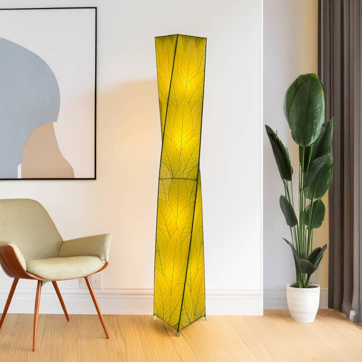 Twist Giant Lamp Green, Shade Made of Cocoa Leaves for wholesale by Eangee Home Design