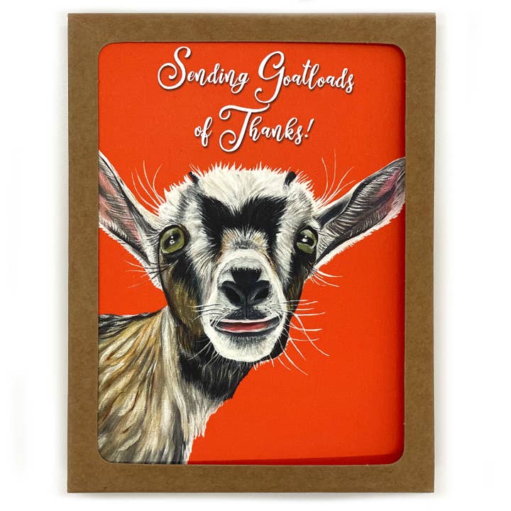 Coffret de cartes de vœux "Goatloads of Thanks" - Ensemble de 8 – Ingrid pour la vente par Woollybear Travels