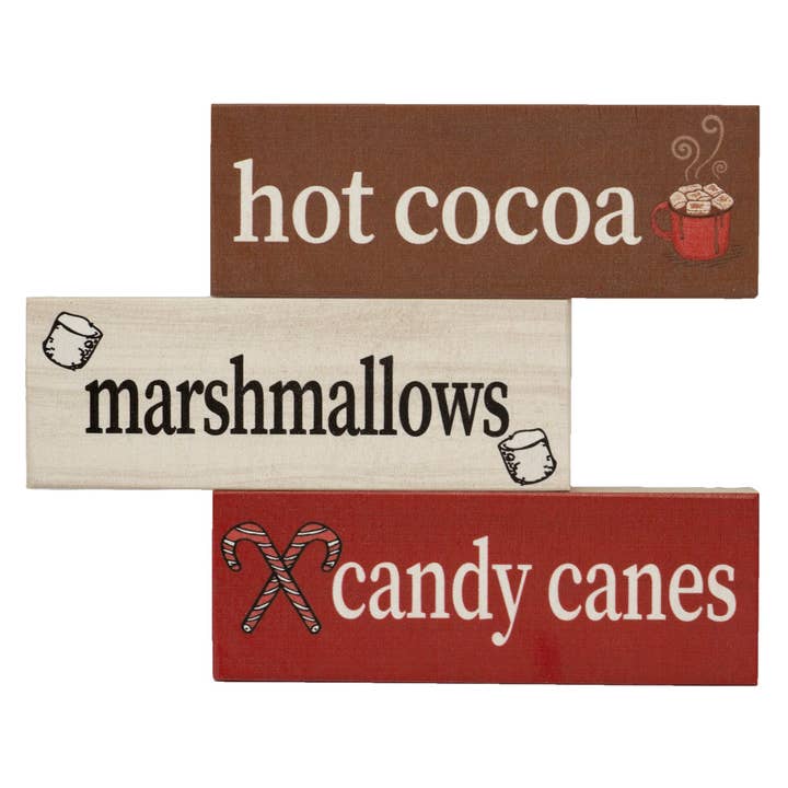 Christmas Decor: Block Set Candy Canes Hot Cocoa Marshmallow for wholesale by JennyGems