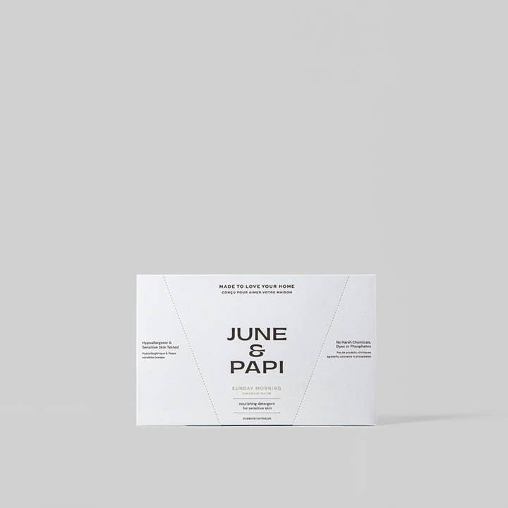 June & Papi - Vendita all'ingrosso Detersivi per bucato in polvere/capsule - Domenica Mattina Fogli di Detersivo per Bucato