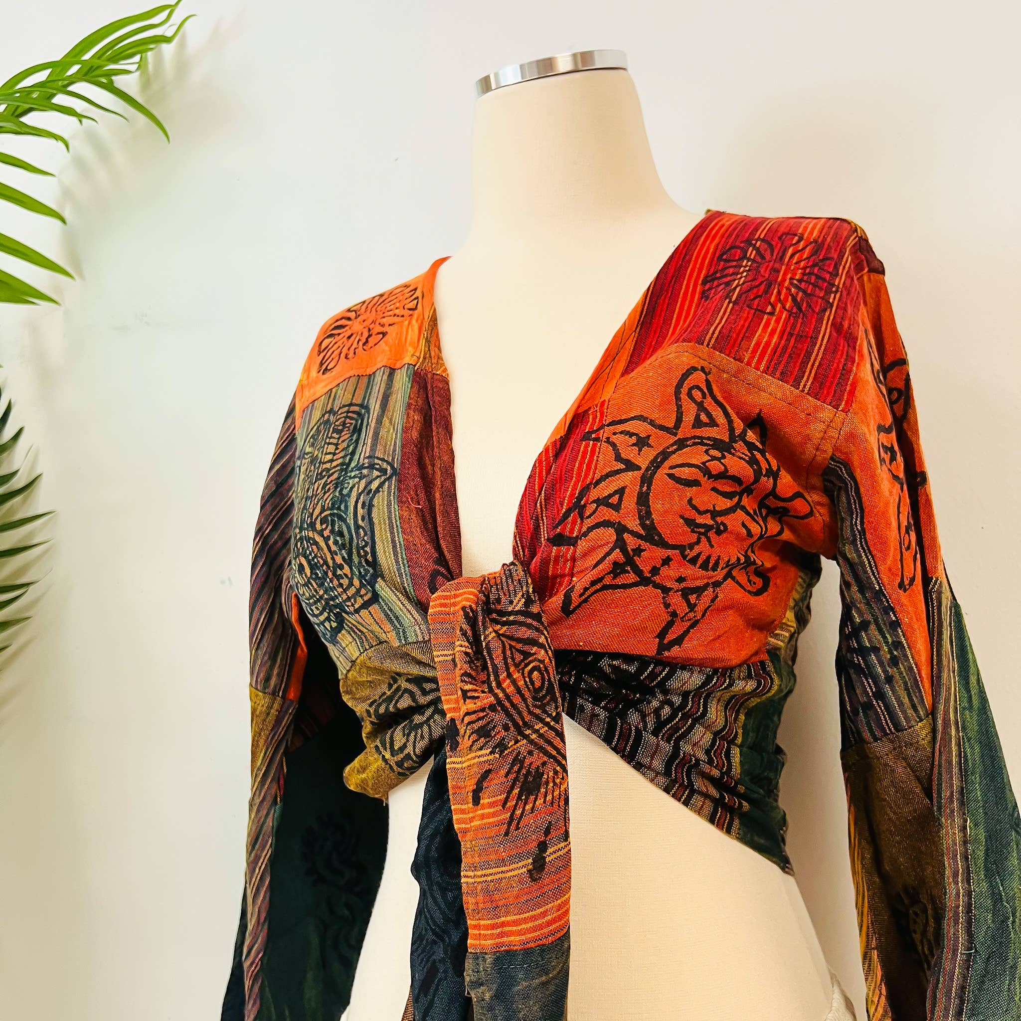 Karma Nepal Crafts – Blusa - Mulher por atacado – Tampo Wrap Top Cotton Mangas Bell5