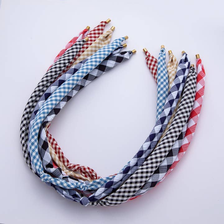 Collana con foulard bandana vintage in acciaio inossidabile blu, rosso, nero a quadretti annodati | WA-1279 ~ WA-1374 per la vendita all'ingrosso da parte di Aim Eternal