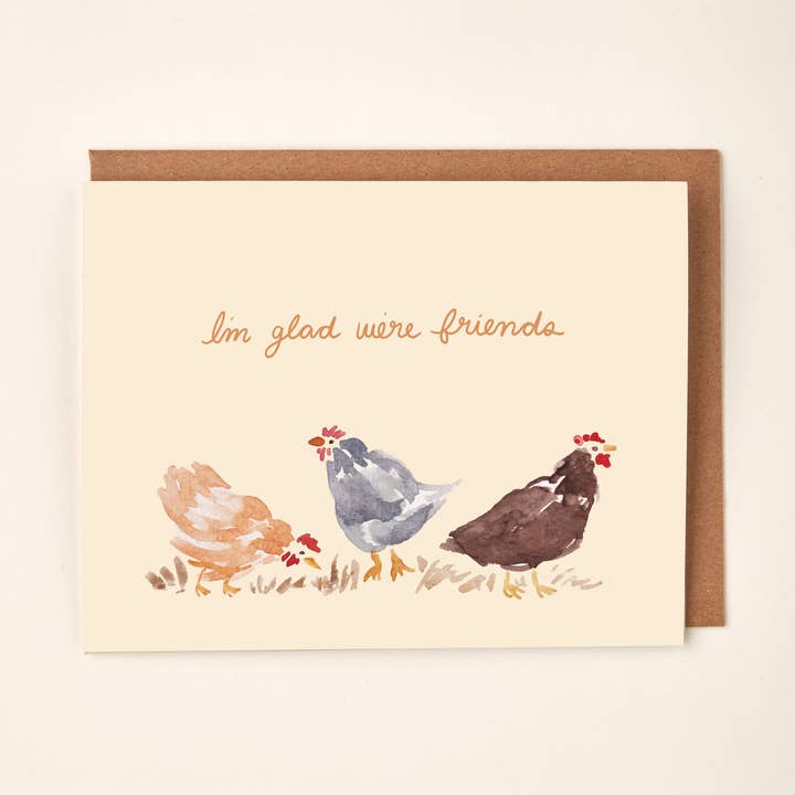 Glad We're Friends Chickens Greeting Card for wholesale by Little Salt Wagon