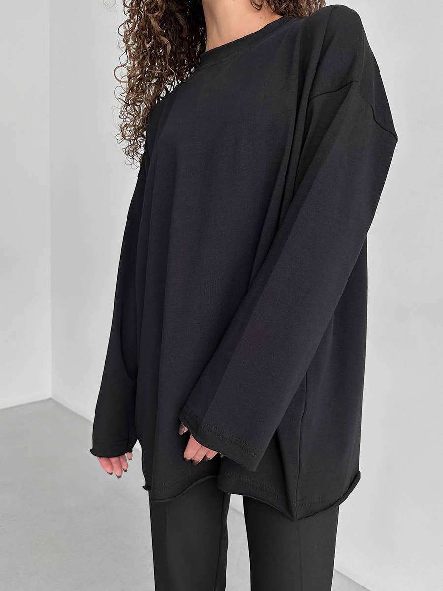 Rosa Clothing - Wholesale T-Shirt - Women's - Oversized long sleeve cotton t-shirt women tee12