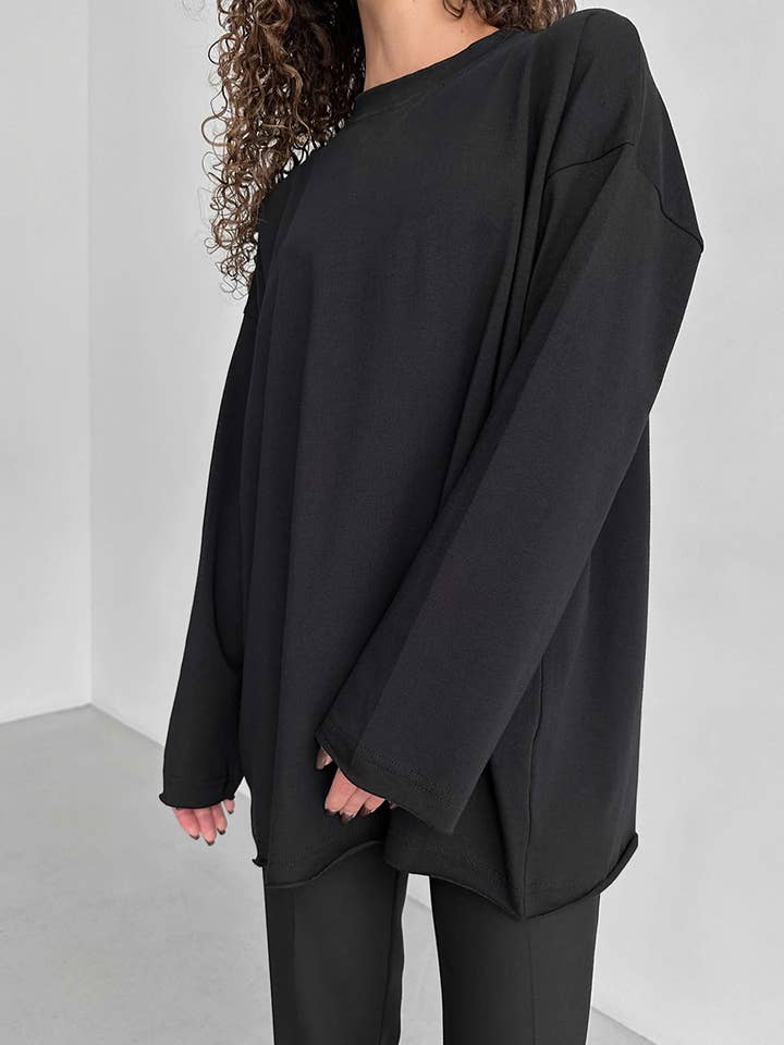 Rosa Clothing - Wholesale T-Shirt - Women's - Oversized long sleeve cotton t-shirt women tee12