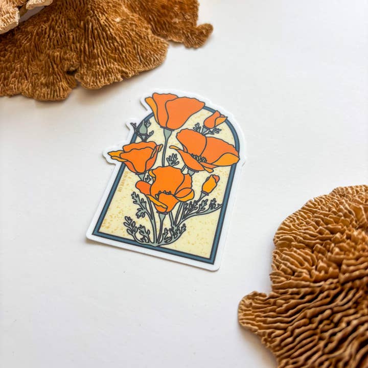 Bean Horse Car Designs - Wholesale Sticker - California Poppies Arch Sticker3