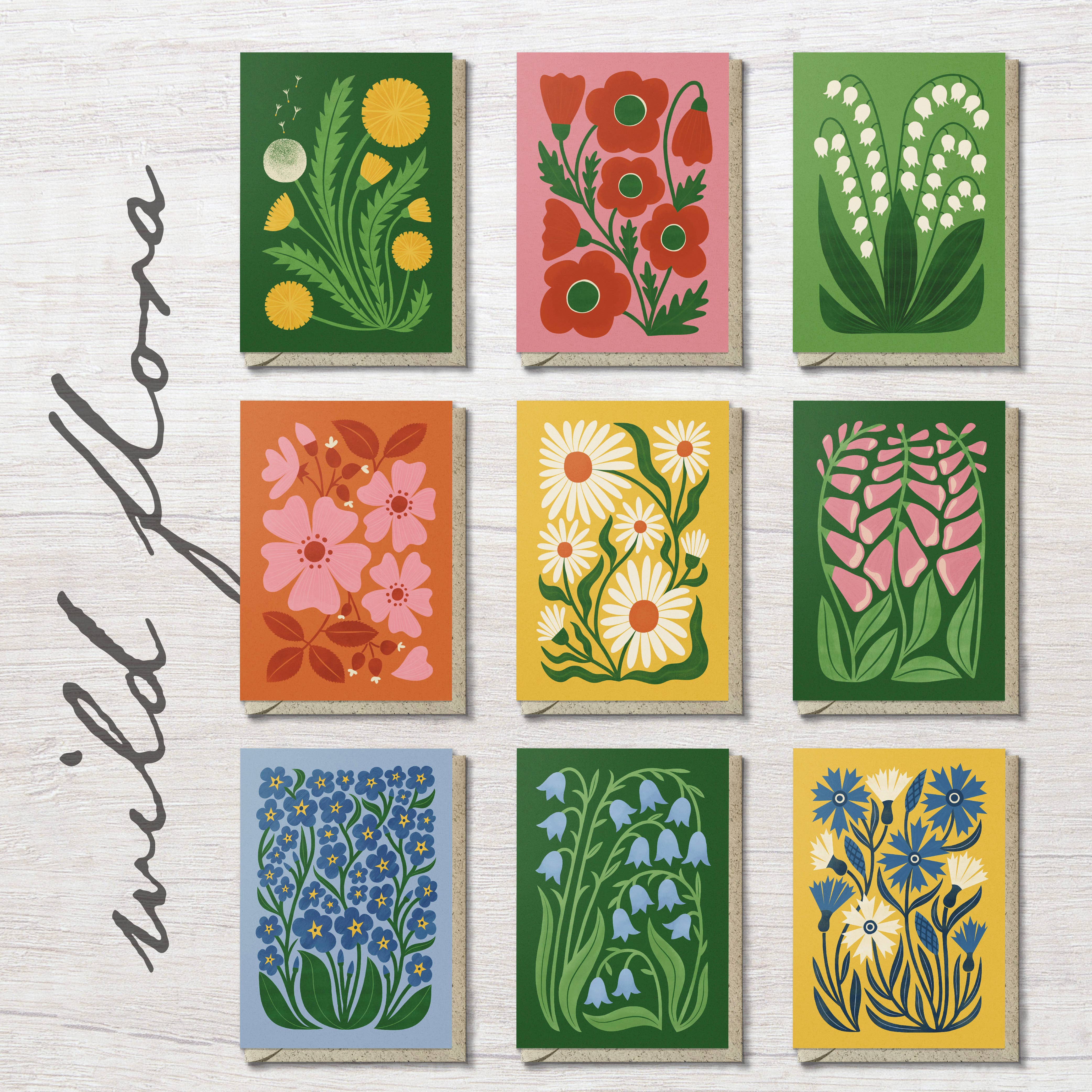 Bird & Co Studio – wholesale Everyday greeting card – Cornflower | Modern-Retro Floral Reusable Greeting Card6