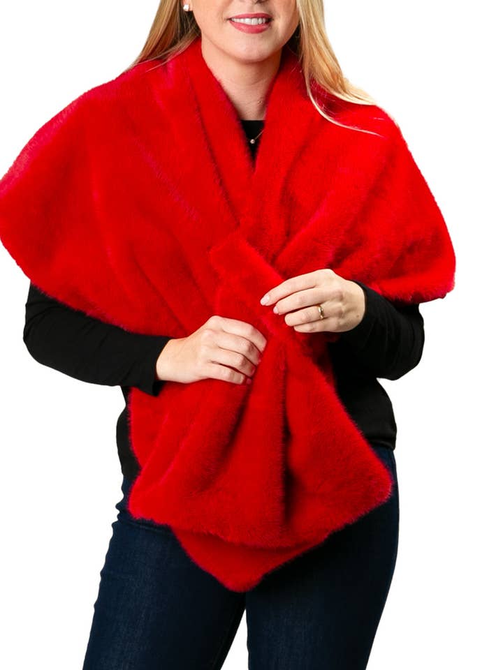 Katie Faux Fur Wrap - Elevated, Luxe, Warm Shawl for wholesale by Top It Off