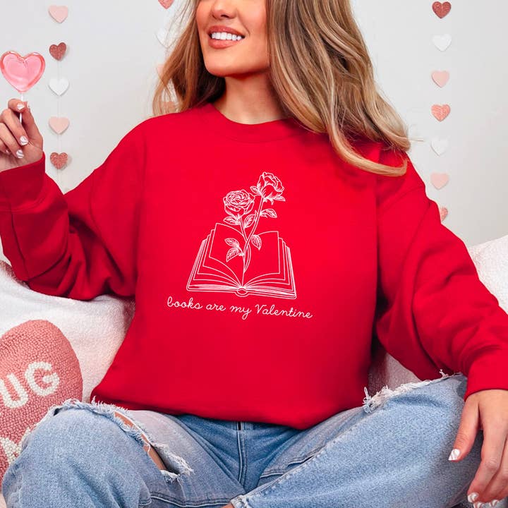 Books Are My Valentine Gildan Crewneck Sweatshirt för wholesale av The Swoon Room