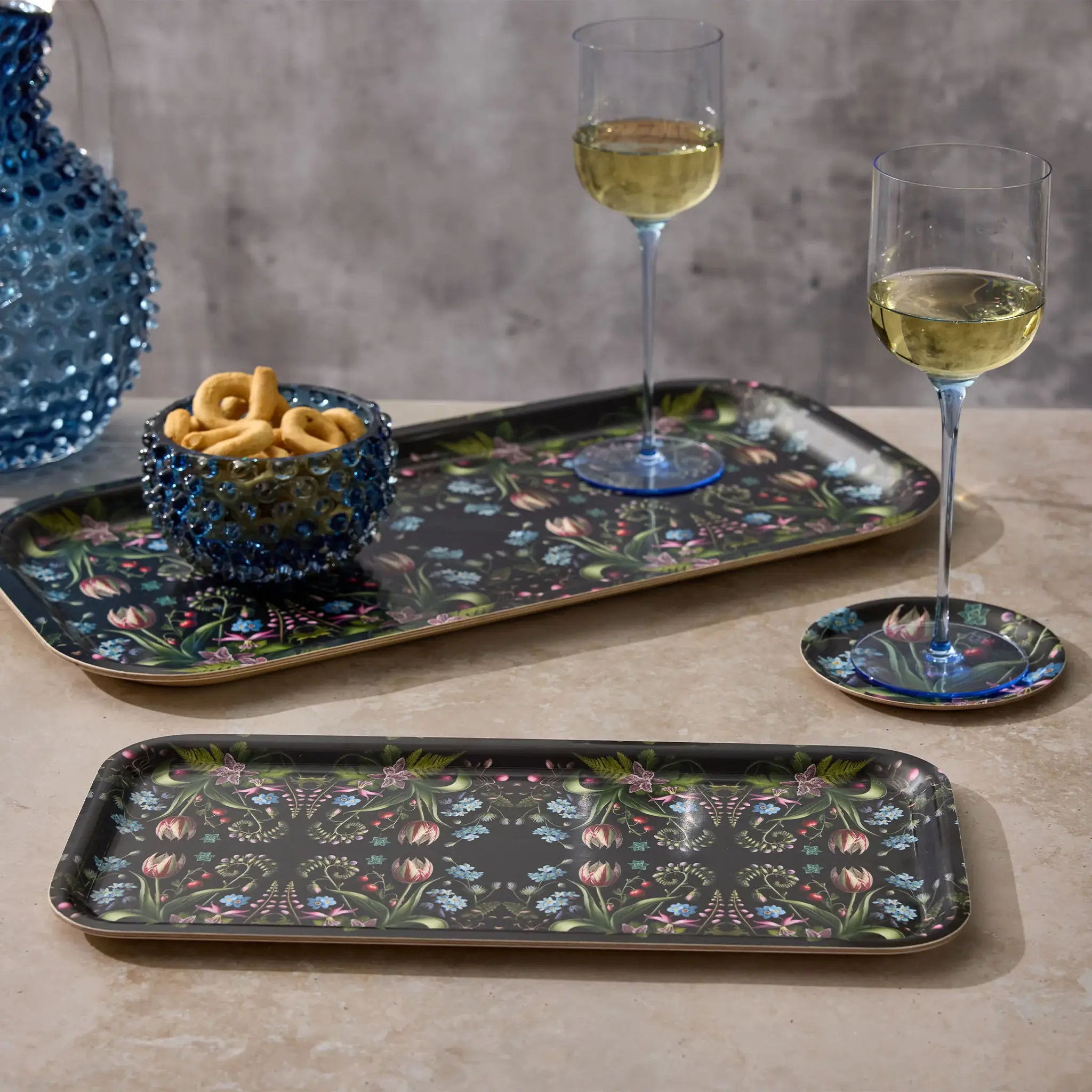 Maure Luxury Gifts - Wholesale Decorative Tray - Forget-Me-Nots Mini Birchwood Tray | Small Wooden Tray3