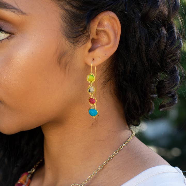 Anju Jewelry - Wholesale Dangle earrings - Aasha Kantha Wrapped Wire Beads Hinge Lock Drop Earrings1