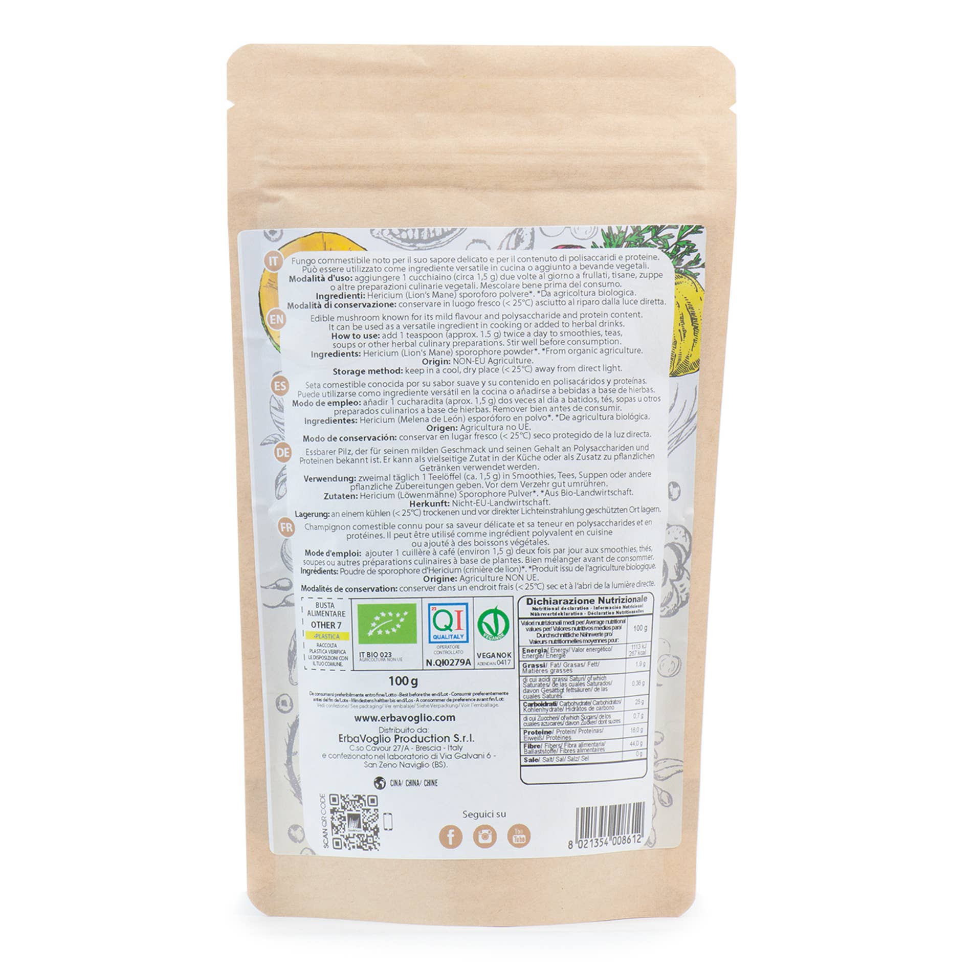Erbavoglio - Wholesale Protein/Superfood Powder - Organic Lion's Mane Powder1