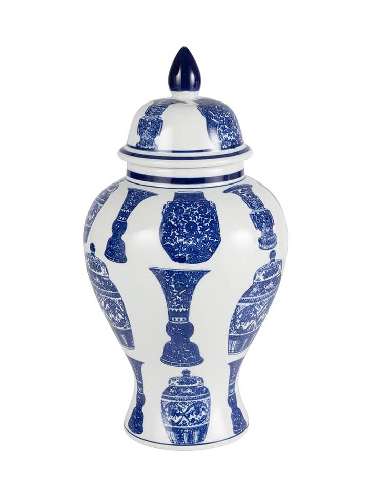 Emma Azure Blossom Temple Jar for wholesale by Madame Smart Ltd