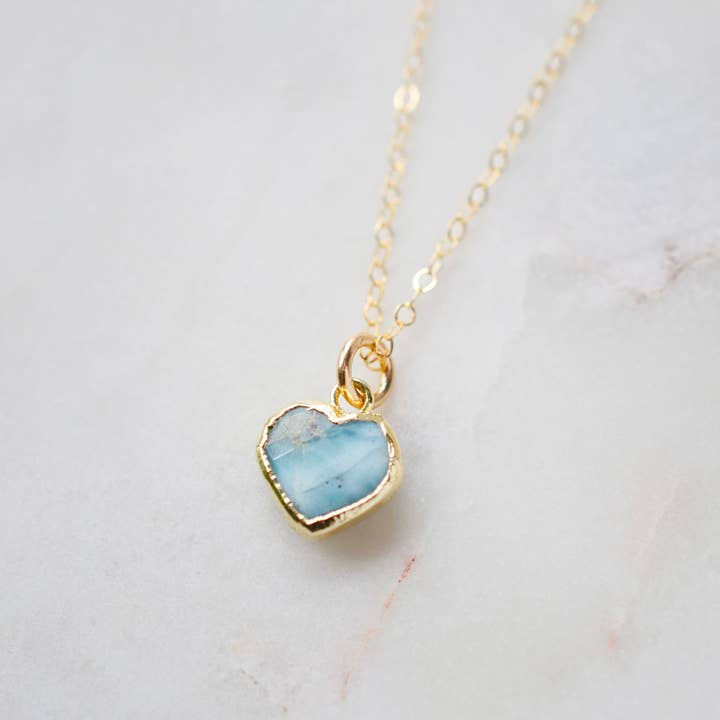 GEMNIA - Wholesale Pendant/Charm Necklace - Larimar Heart Necklace2