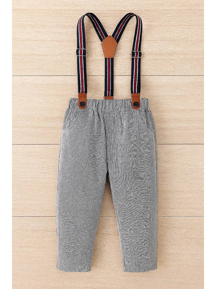 Fennco Styles - Wholesale Pants - Kids - Black-Grey Classic Boy Cotton Chino Pants with Suspenders1