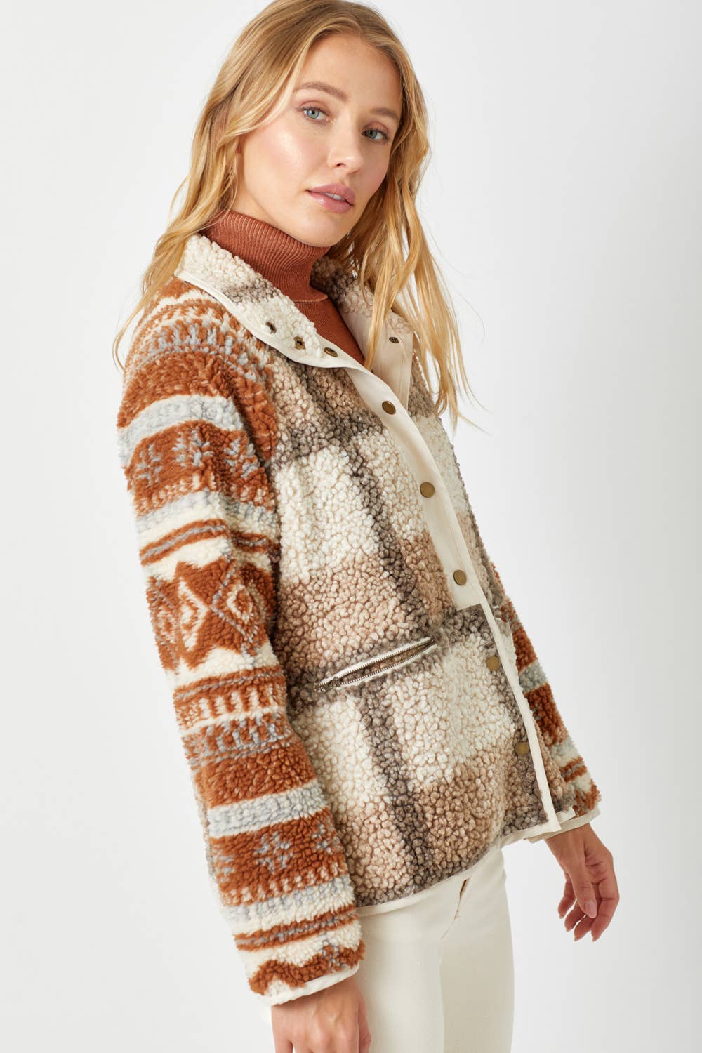 Mystree - Vendita all'ingrosso Felpa in pile - Donna - 60305 Giacca in pile con stampa mista2