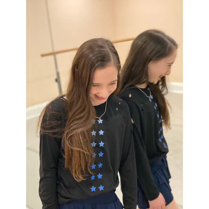 Tweenstyle - T-shirt vieilli à manches longues - Noir pour la vente par Tweenstyle By Stoopher