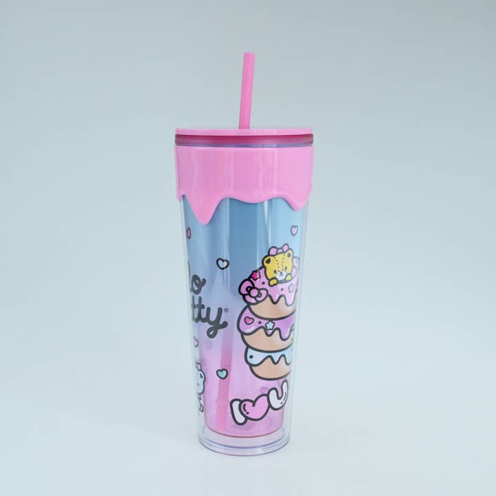 Silver Buffalo - Wholesale Insulated Mug/Tumbler - Hello Kitty Donuts and Sweets 26oz. Plastic Drip Tumbler