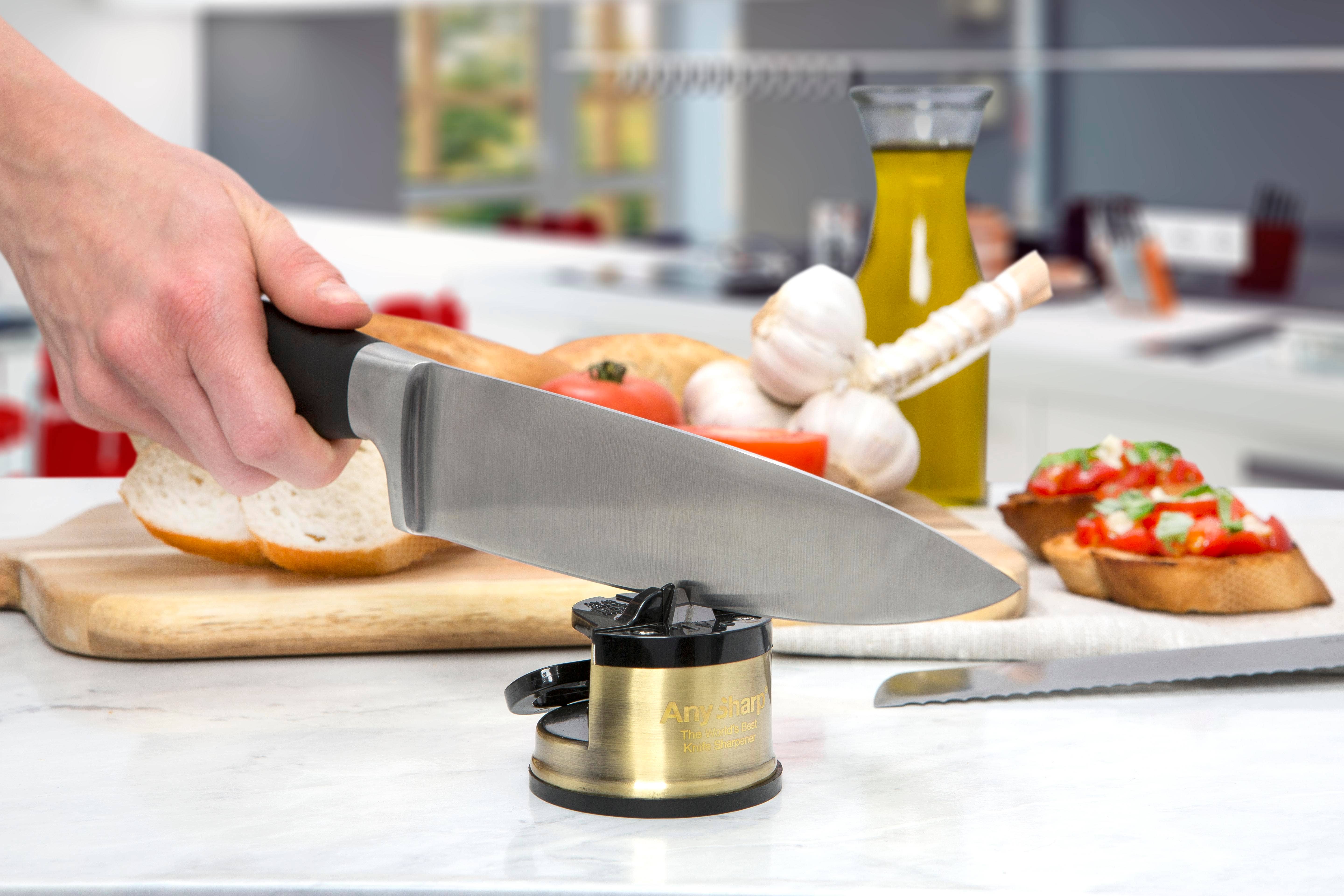AnySharp - Venta al por mayor Afilador de cuchillos - AnySharp Chef - Afilador de cuchillos de latón1