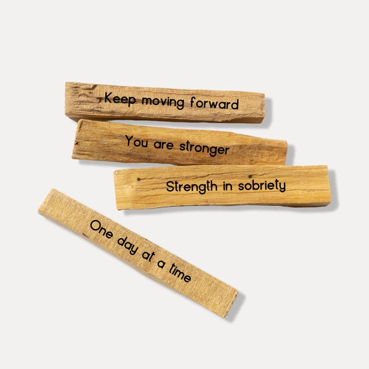 The Retrograde Shop - Wholesale Smudge Stick - Addiction and Recovery: A Four Pack of Engraved Palo Santo