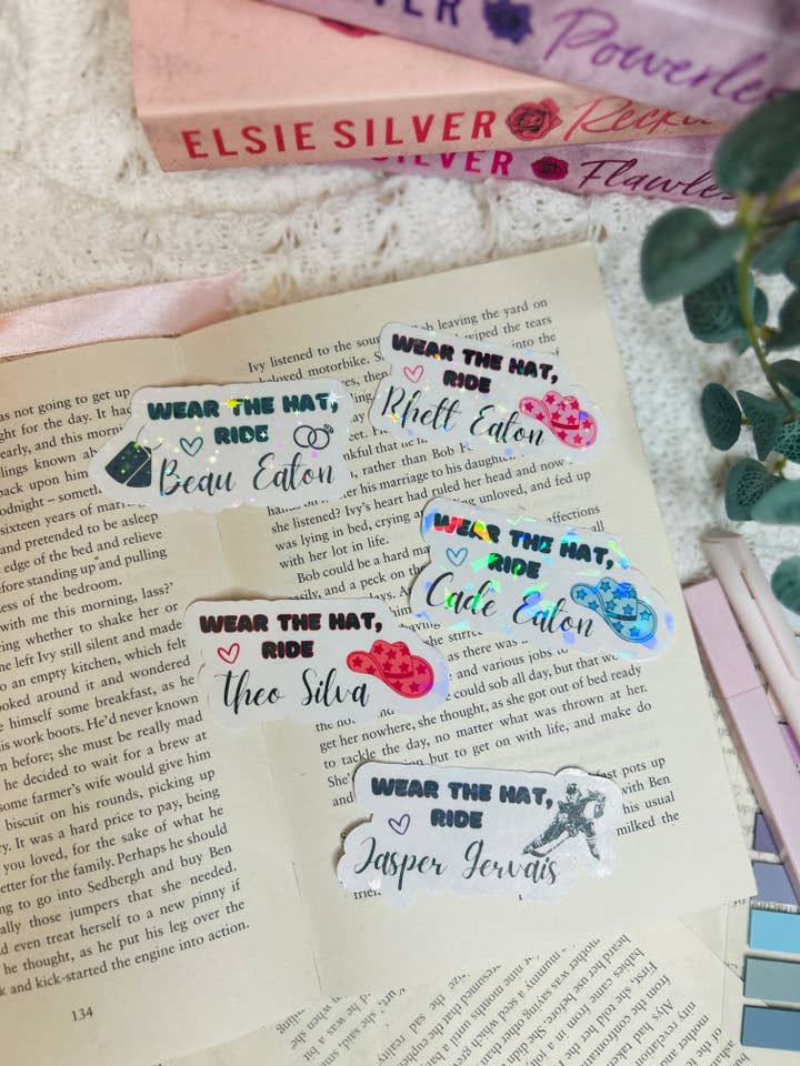 Portez le chapeau, roulez - Autocollant holographique marron printemps pour la vente par TheBookShack