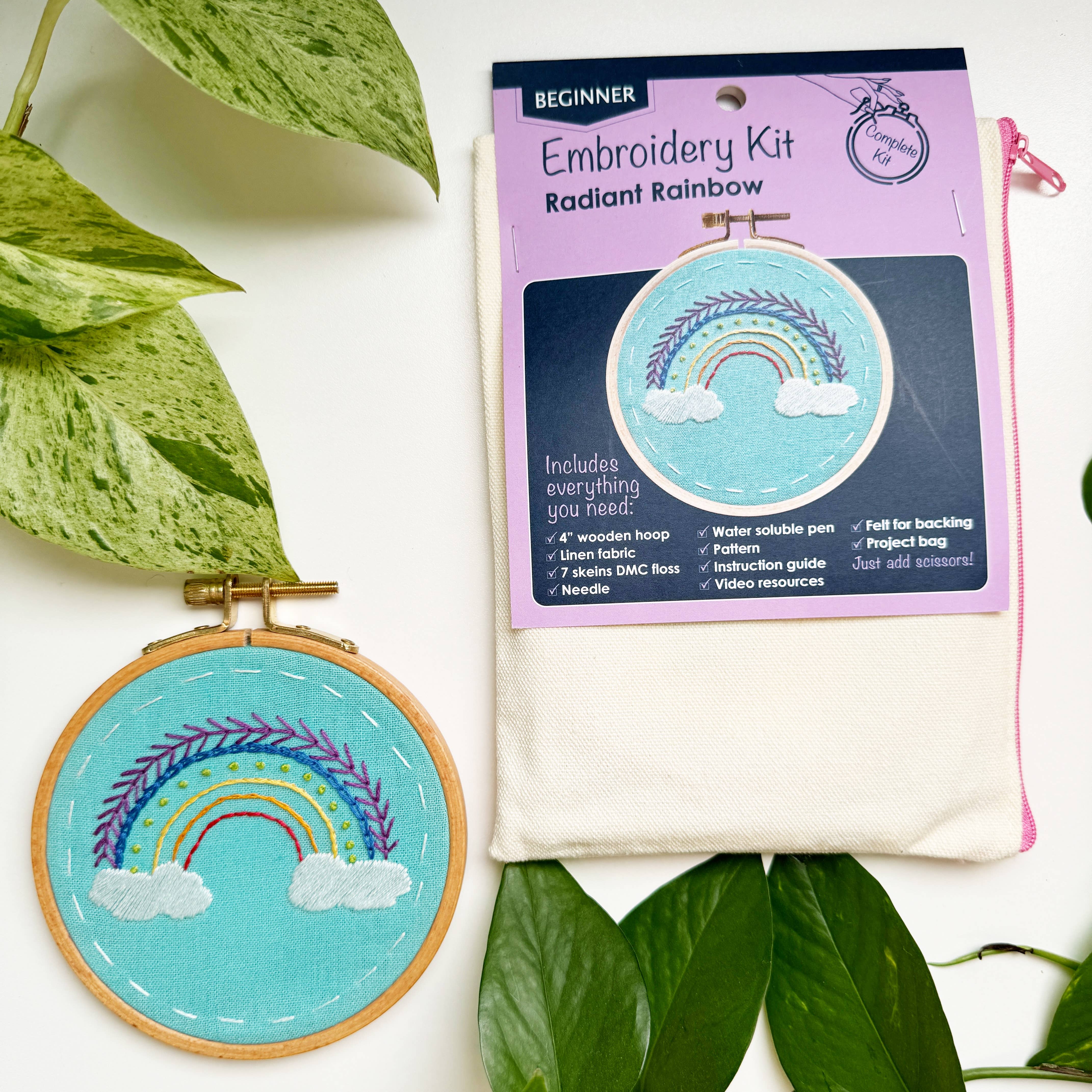 Rosanna Diggs Embroidery - Venta al por mayor Kits de costura - Kit de bordado a mano Radiant Rainbow para principiantes1