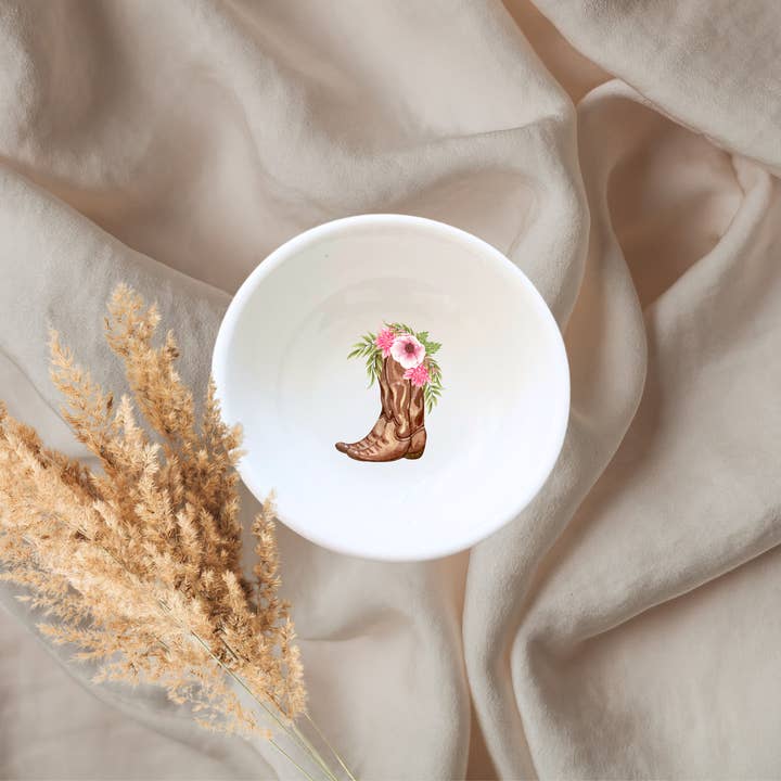Lani Lane Boutique - Wholesale Jewelry Dish - Floral Cowgirl Boots Jewelry Trinket Dish