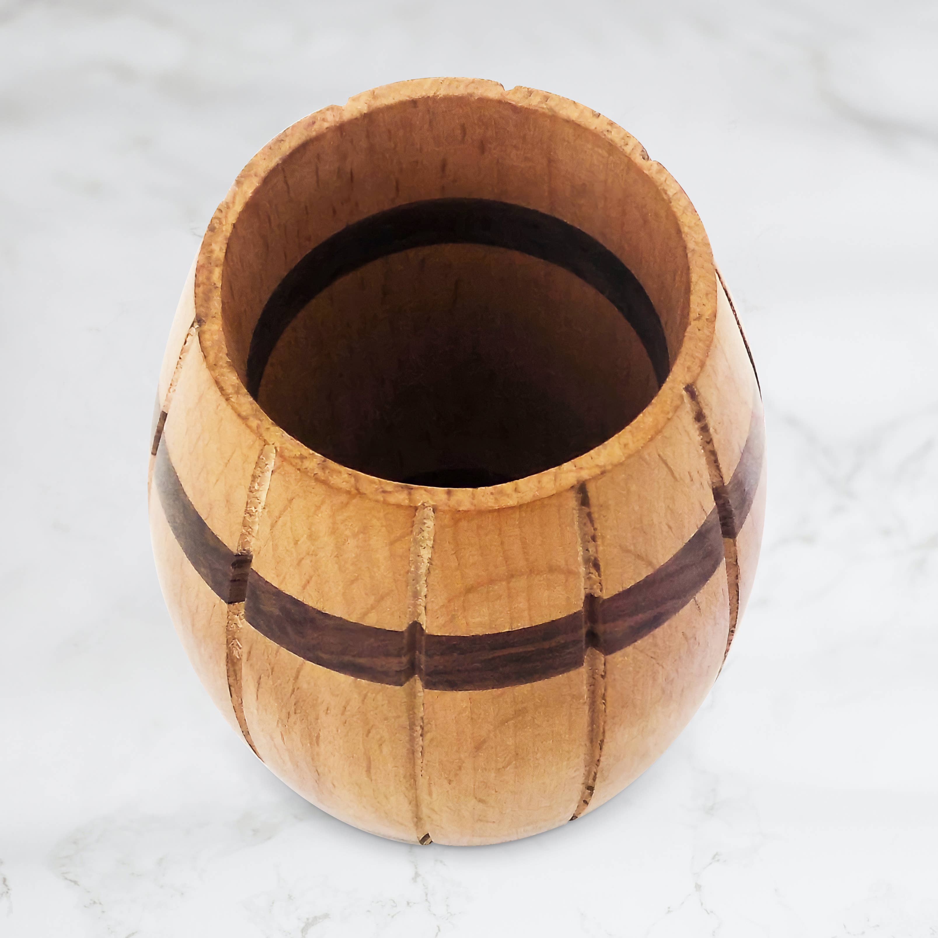 Quickway Imports - Wholesale Pen & Pencil Holder - Decorative Wine Barrel Shaped Wooden Pen Holder for Office4