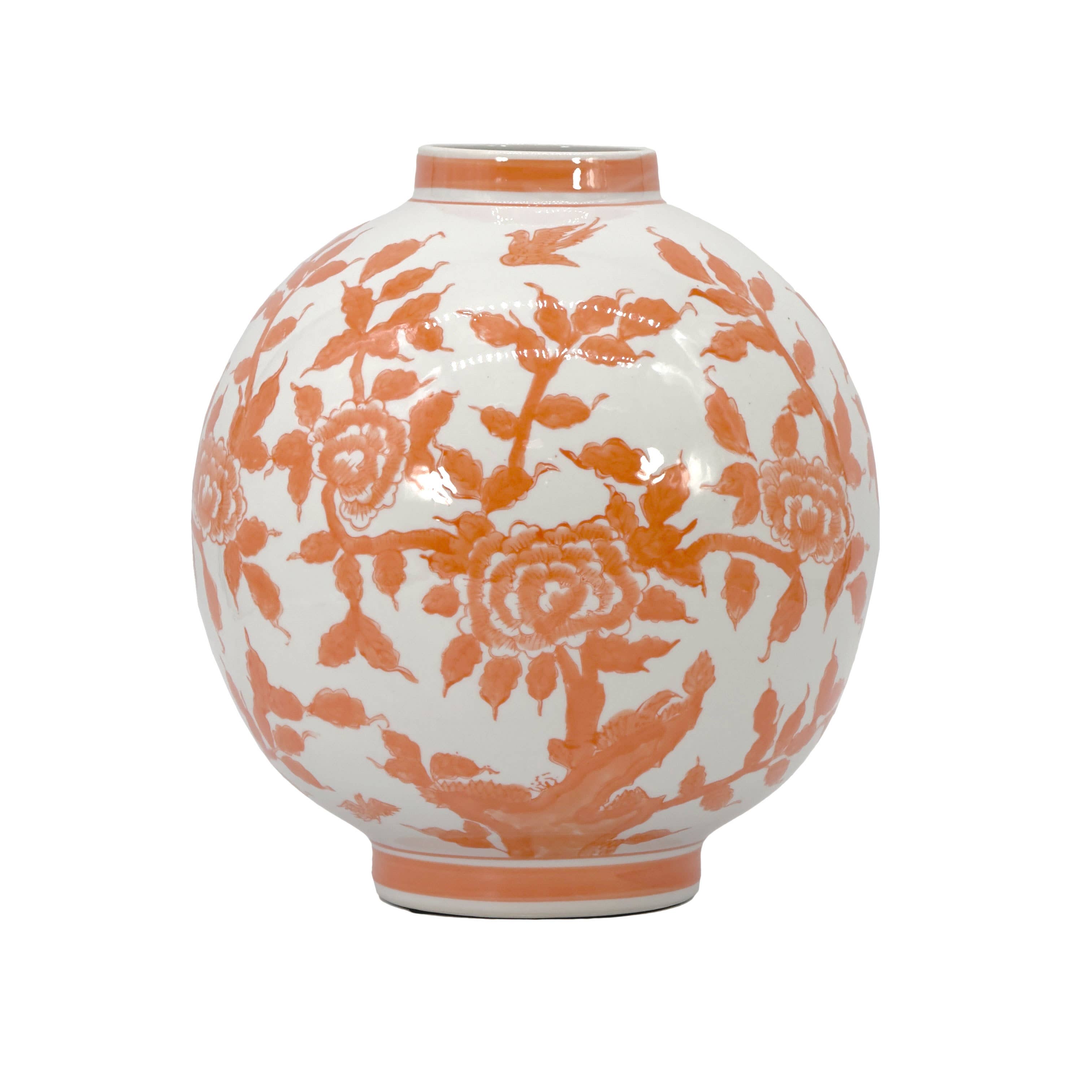 Galt International Company – Engroshandel Vase – Keramisk globusformet vase med Chinoiserie-blomster, 30 cm i diameter6