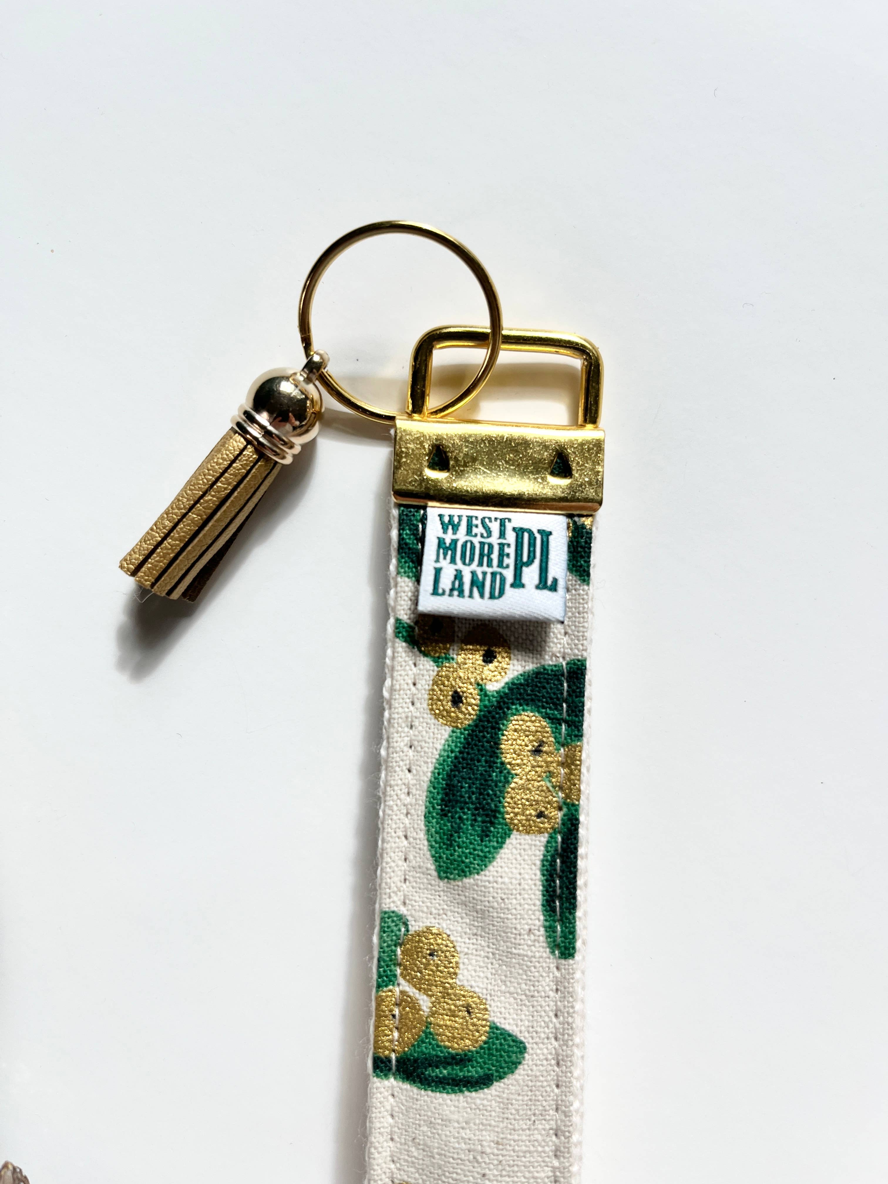 Westmoreland Place - Wholesale Keychain - Women's - Limited Winter Edition - Greenery & Gold Key Fob Wristlet2