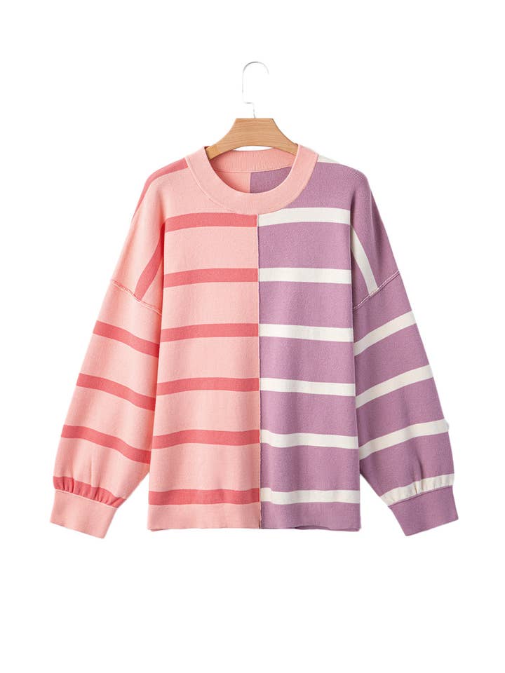 Lovesoft - Wholesale Tunic Sweater - Women's - Light French Beige Colorblock Oversized Sweater14