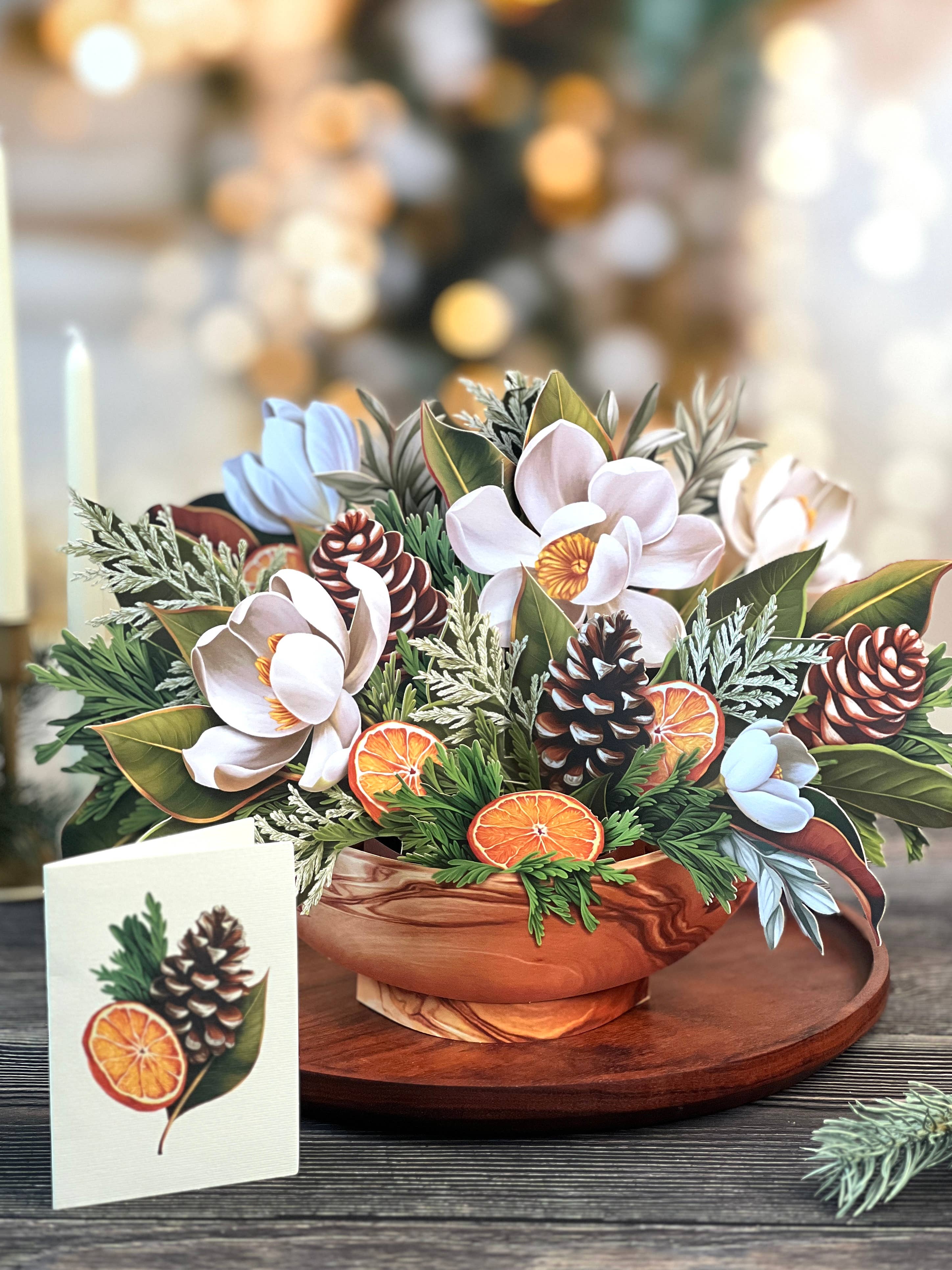 FreshCut Paper LLC - Wholesale Everyday Greeting Card - Winter Magnolia (6 Pop-up Greeting Cards)2