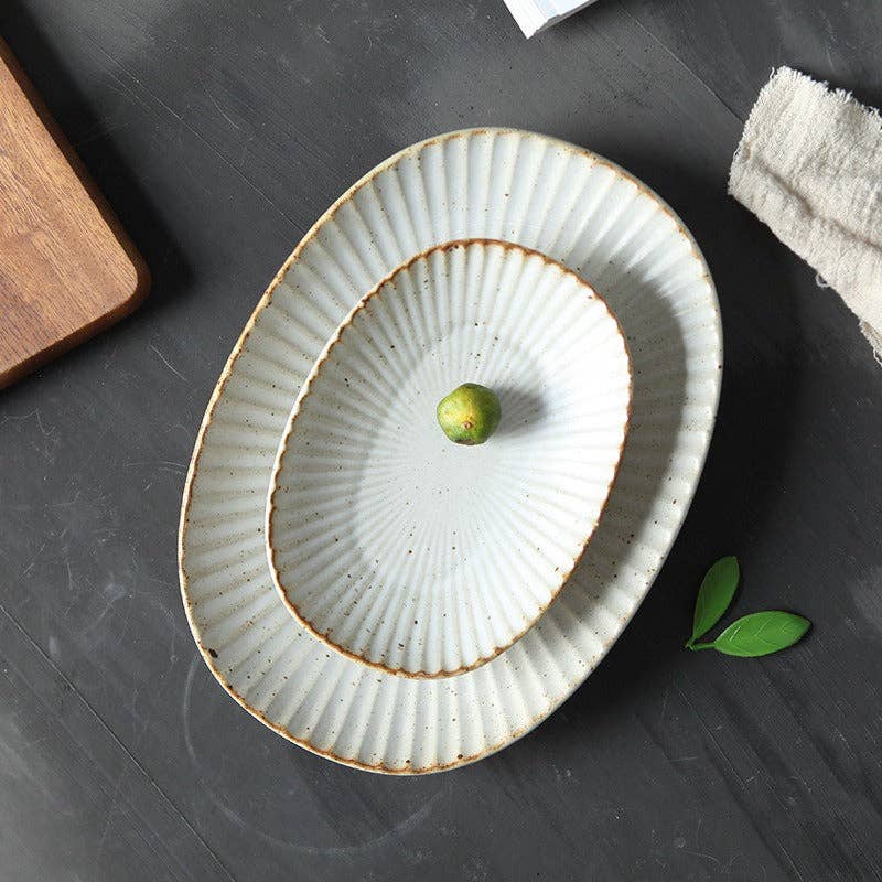 Gohobi （We cover U.S. import duties） - Wholesale Dinner plate - Gohobi Handmade Ceramic Japanese Style Oval Plate9