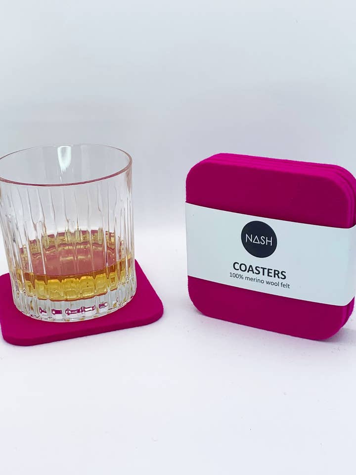 Loki Merino Wool Coaster - SQUARE - Dahlias - 4 pack for wholesale by NASH