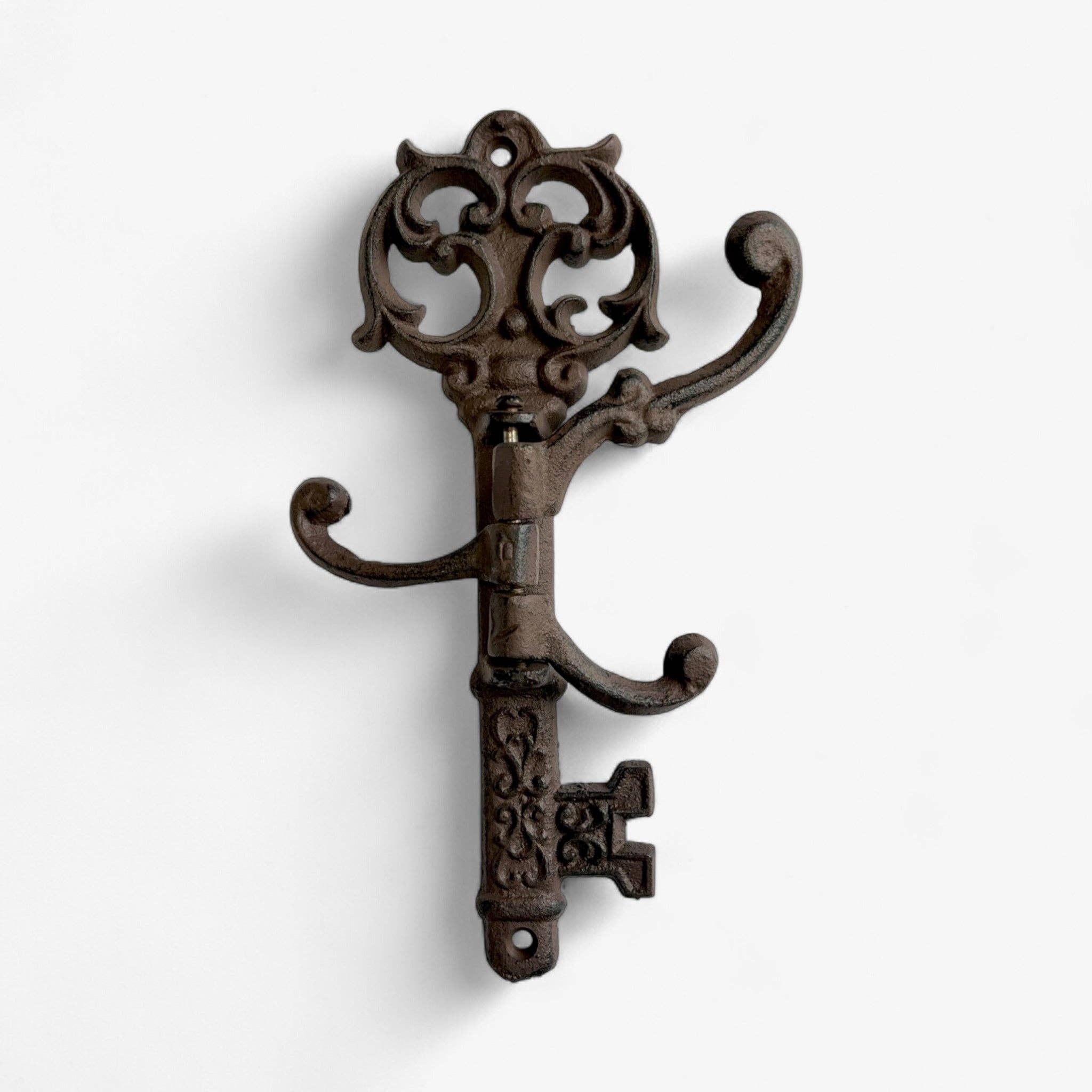 Iron & Blossom - Wholesale Wall Hook - Vintage Cast Iron Skeleton Key Hook Rack, Rustic Wall Organizer1